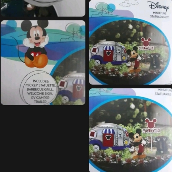 Disney Mickey Mouse 4 Piece Miniature Fairy Garden RV Camper Statuary Set New - Picture 4 of 5